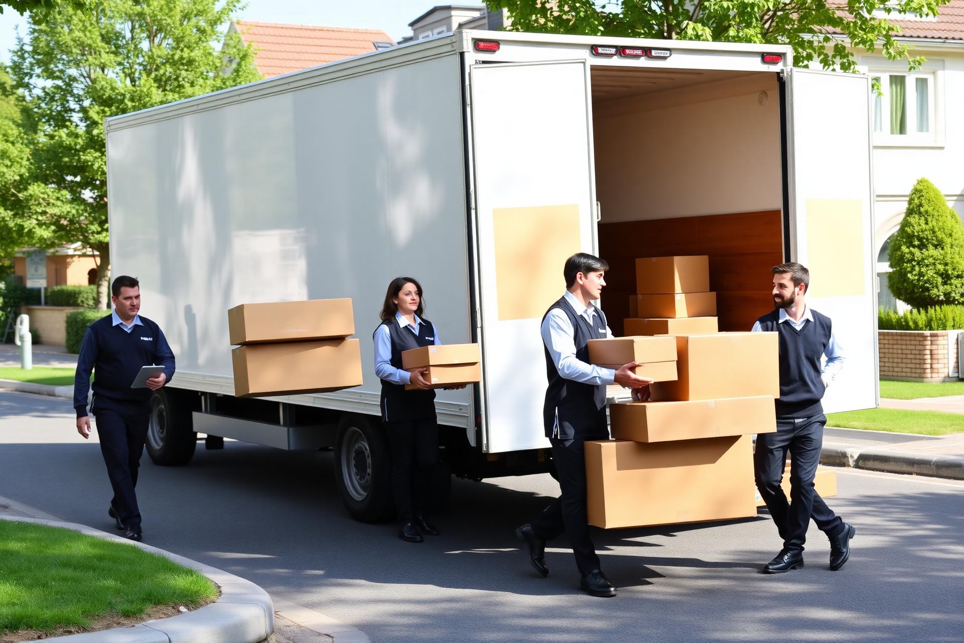 Professionelles Umzugsteam von Falken Umzüge belädt einen Umzugswagen in Leipzig
